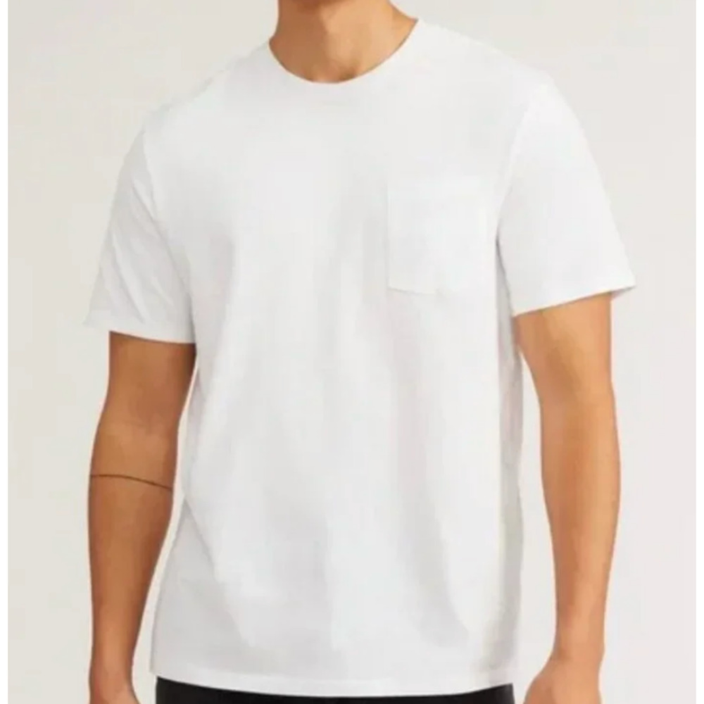 everlane the premium-weight pocket tee short sleeve uniform white, men's medium